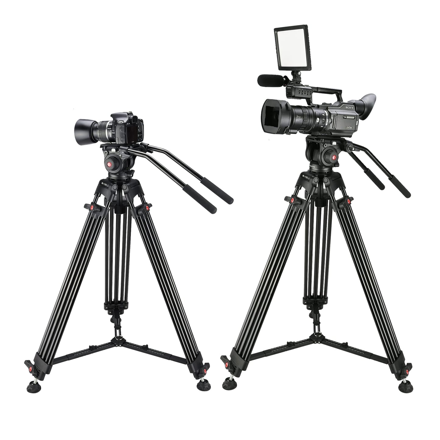 MagicLine 70.9" Aluminum Video Tripod,Heavy Duty Camera Tripod Stand with 2 Handles &360° Fluid Head & Adjustable Metal Middle Spreader,2 QR Plates for DSLR Camcorder Cameras(Max Load 22 lb)