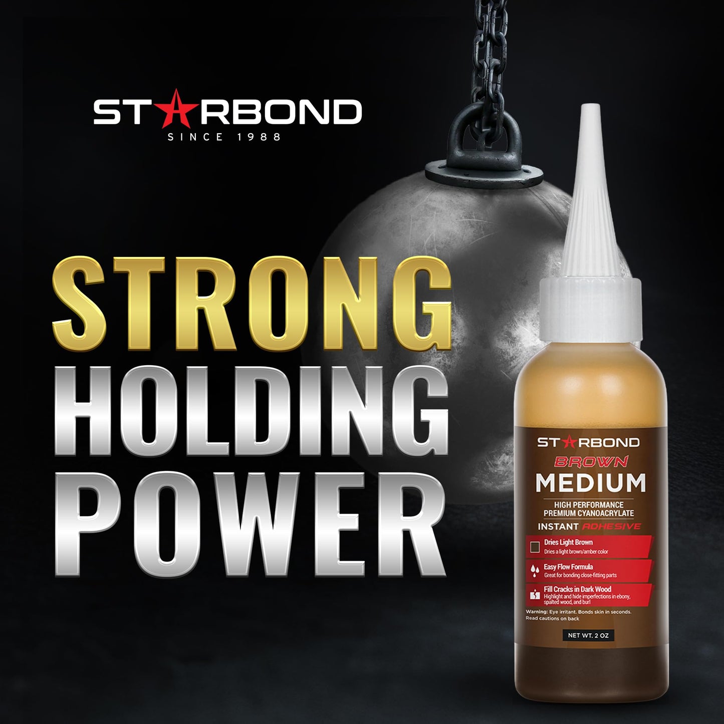 STARBOND Light Brown Medium CA Glue Pro Kit (2 oz) – Premium Cyanoacrylate Super Glue Knot Filler – for Woodworking, Woodturning, Carpentry, Furniture Repair, Crack Filling, Guitar Repair, Hobby