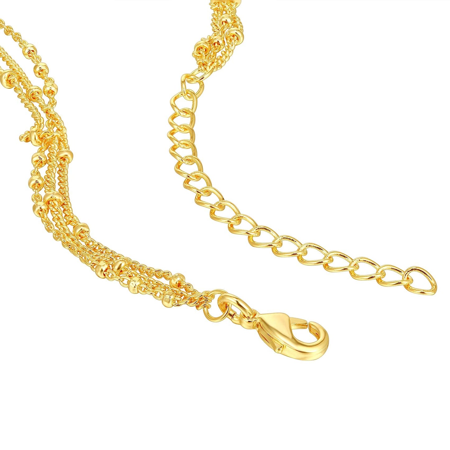 PAVOI Womens 14K Gold Plated Yellow Gold Curb Paperclip Box Sphere Bead Snake and Figaro Chain Adjustable Necklace