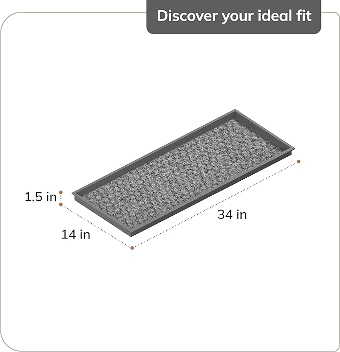 Anji Mountain Heavy Duty Waterproof Rubber Shoe Storage Mat Organizer/Boot Storage Tray Multi Use for Entryway with Coir, Tan Insert, Fits 3 Pair (34.5" Wide)