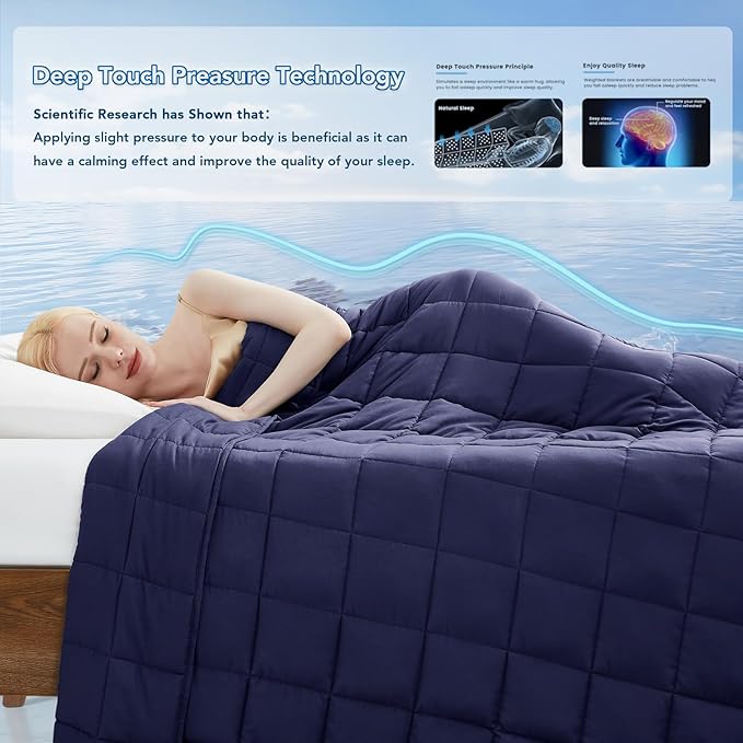 Topcee Weighted Blanket (7 lbs, 40" x 60") Cooling Throw Heavy Blanket for Sleeping Apply to 60-90 lbs, Soft Thick Breathable Blanket with Glass Bead, Easy Care