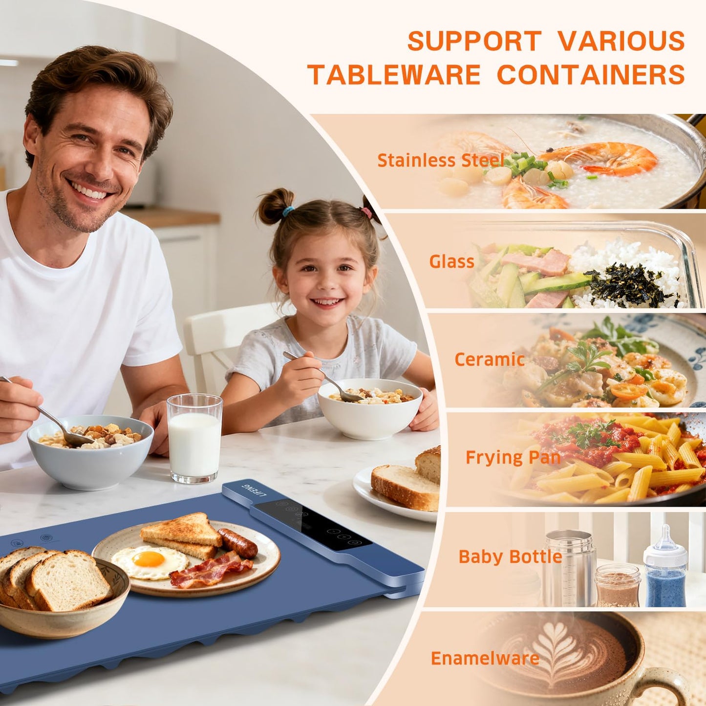 Warming Mat for Food, 15"x31.6" Extra Large, 7 Temperature Levels & Timer, Fast Full-Surface Heating, Rollable Waterproof Silicone Tray with Auto Shut-Off for Buffet, Party, Home, Travell(Blue)