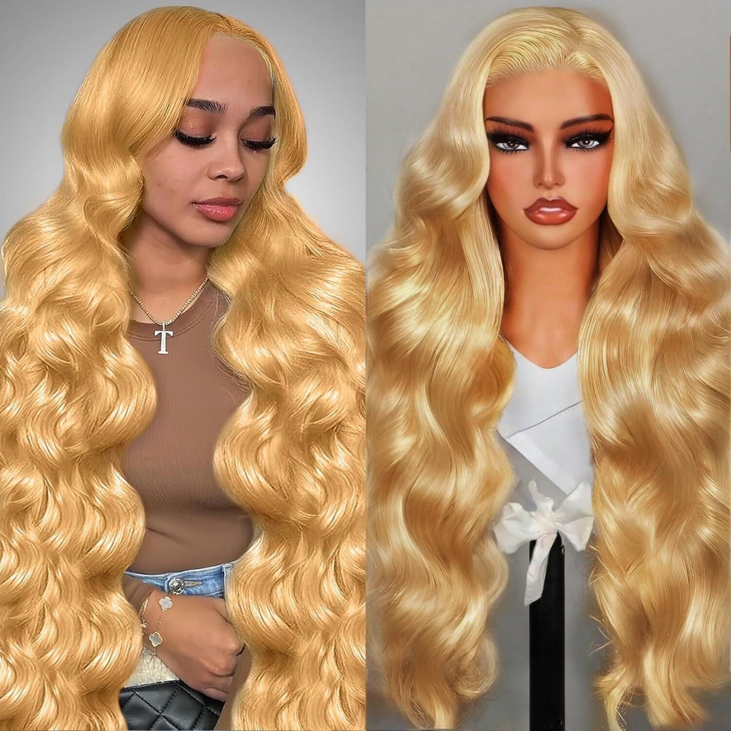 Shciyair 30 Inch Honey Blonde Wig Human Hair 200 Density 13x4 HD Body Wave Lace Front Wigs Human Hair Pre Plucked Color Wigs Hum