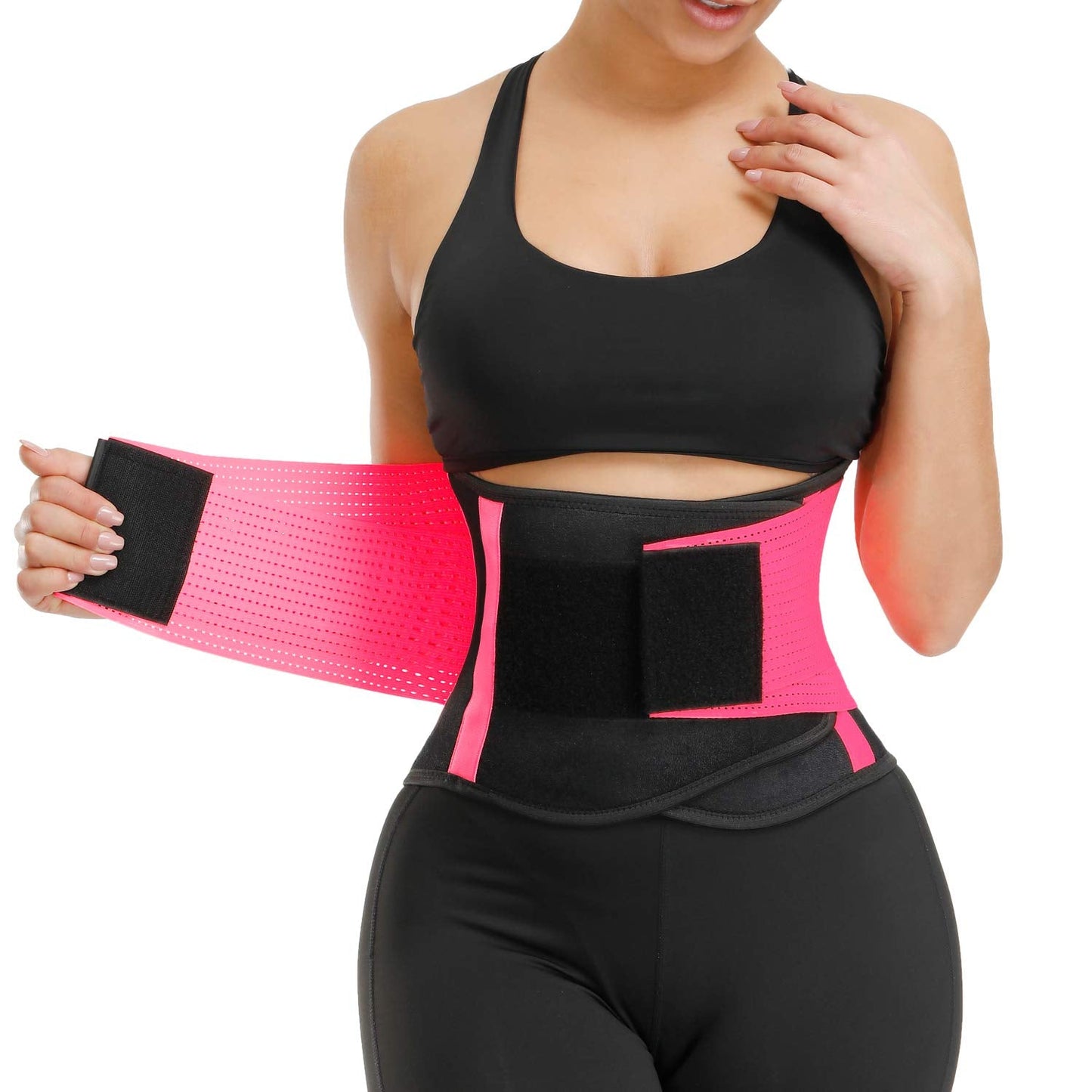 VENUZOR Waist Trainer Belt for Women - Waist Cincher Trimmer - Slimming Body Shaper Belt - Sport Girdle Belt (UP Graded)(FL Pink,L)