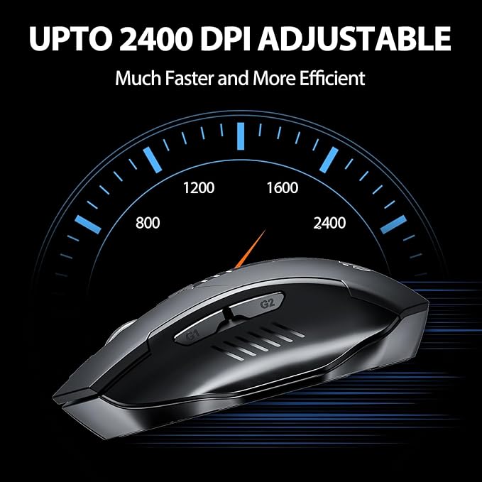 INPHIC Wireless Mouse for Laptop Rechargeable, Upgraded Visible Battery, 2400 DPI, Silent Ergonomic Computer Mice, Mac, PC etc.