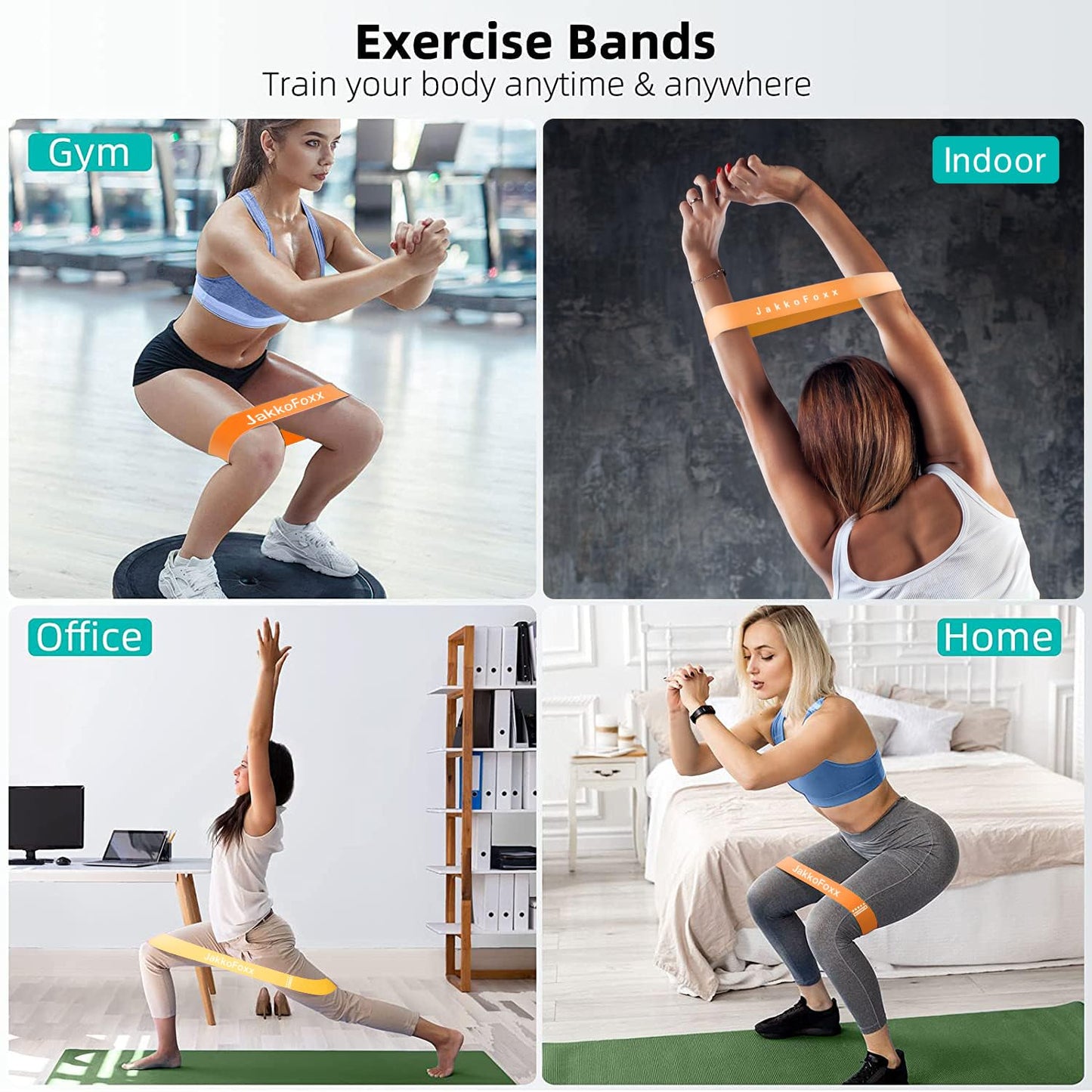 Resistance Loop Exercise Bands, Resistance Bands Exercise Bands for Home Fitness, Stretching, Strength Training, Physical Therapy,Elastic Workout Bands for Women Men Kids, Set of 5 (Orange)