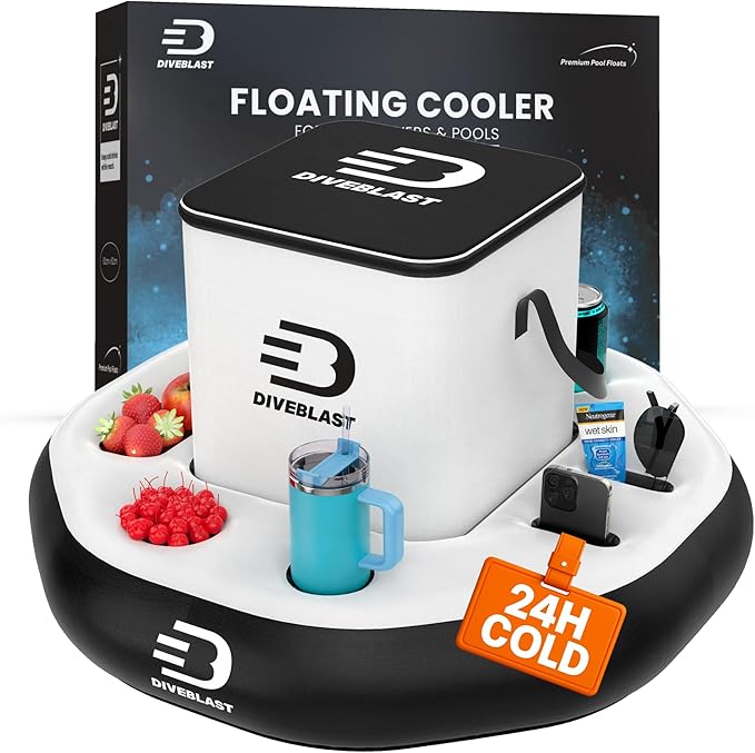 DIVEBLAST Floating Cooler for Pool, Lake, River & Kayak - Holds Up to 24 Cans with Ice - Leakproof Insulated Cooler for Ri...