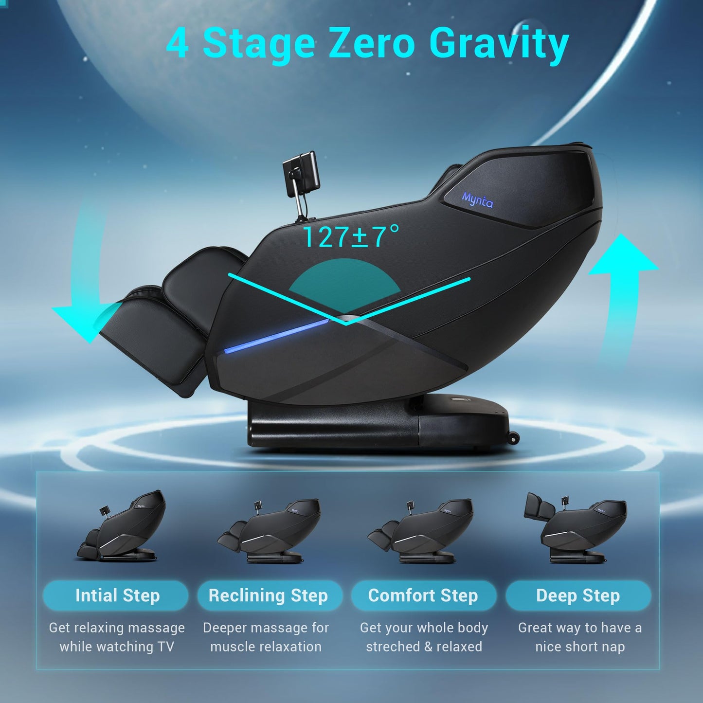 MYNTA Massage Chair Full Body with Heat, Zero Gravity SL-Track Shiatsu 3D Massage Chairs with 12 Modes,12 Massage Techniques, Waist Hip Heating, Calf Foot Massage, HD Bluetooth Speaker & White Noise