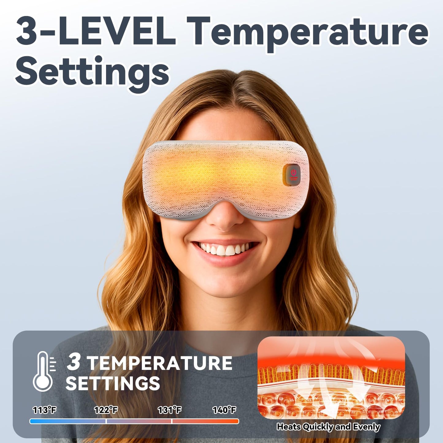Heated Eye Mask - Cordless Eye Mask for Dry Eyes, Eye Relief, Eye Heating pad Improved Sleep,Travel, Office, Includes Removable and Washable Shells