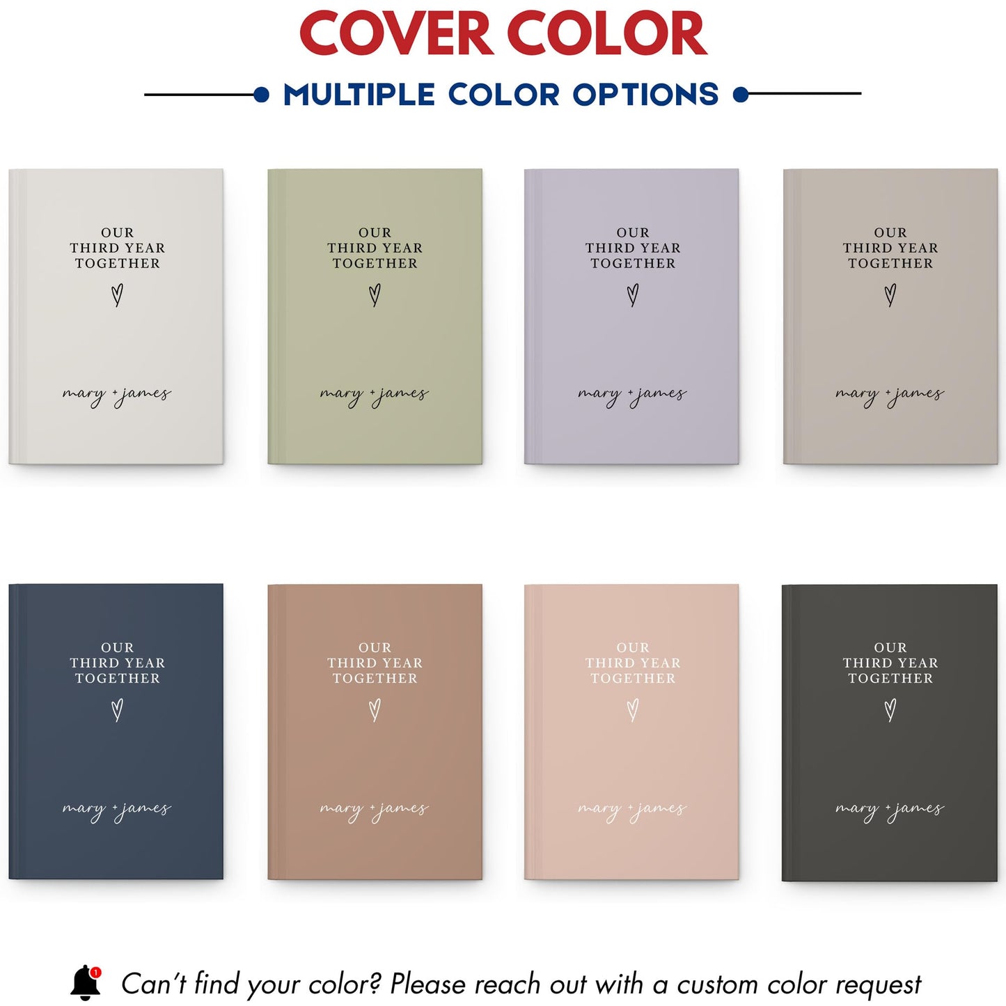 Personalized Couple Notebook – Custom Name, Spine & Back Cover – Paper Gift for Anniversary, Our First Year Together Journal, Couple Memory Keepsake, Bucket List Book, Wedding Gift Anniversary