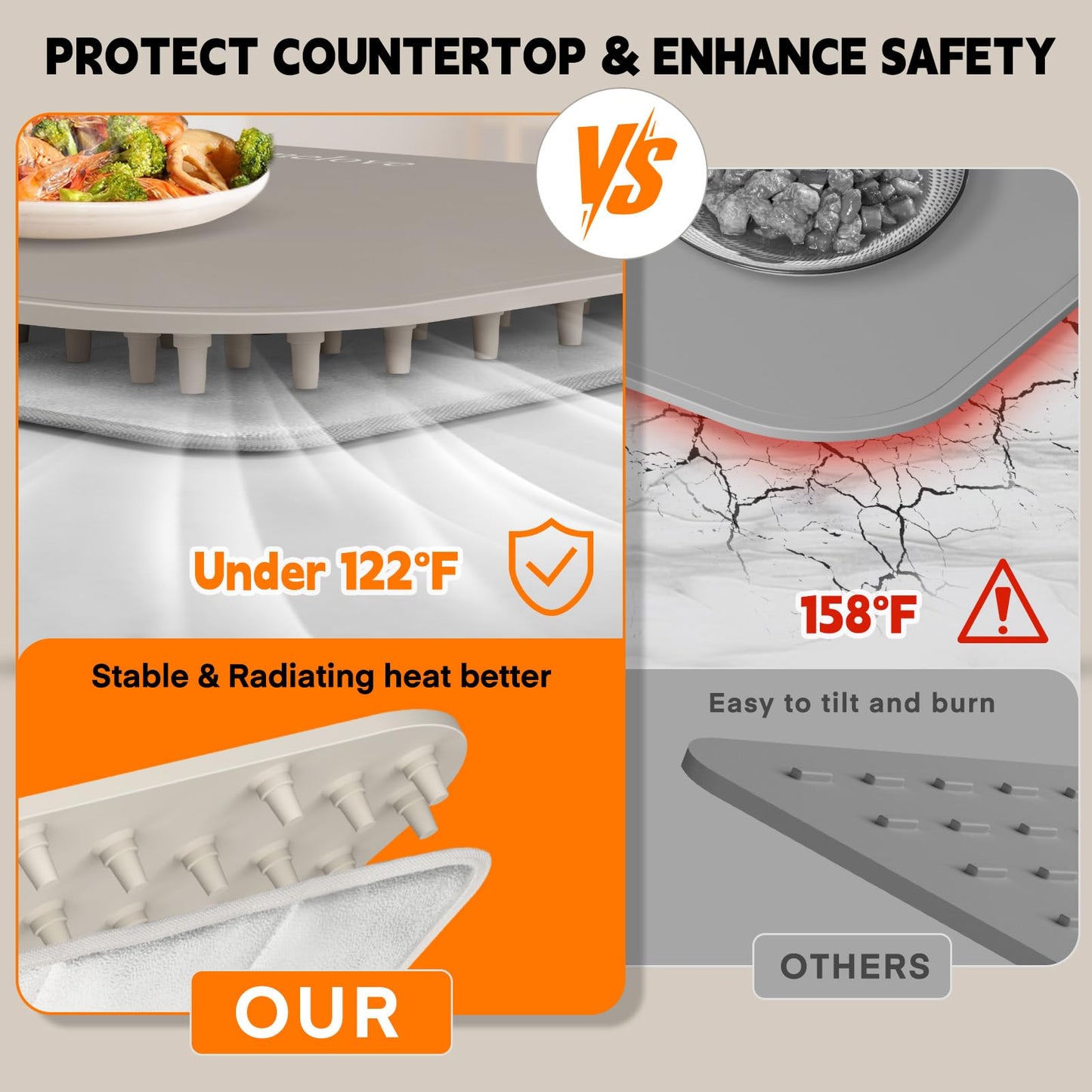 Homelove Warming Mat for Food - Electric Warming Tray with 6-Level Temperature and Hours Setting, Full Surface Graphene Heating, Waterproof Dishwasher-Friendly Food Warmer for Parties, Kitchen (Khaki)