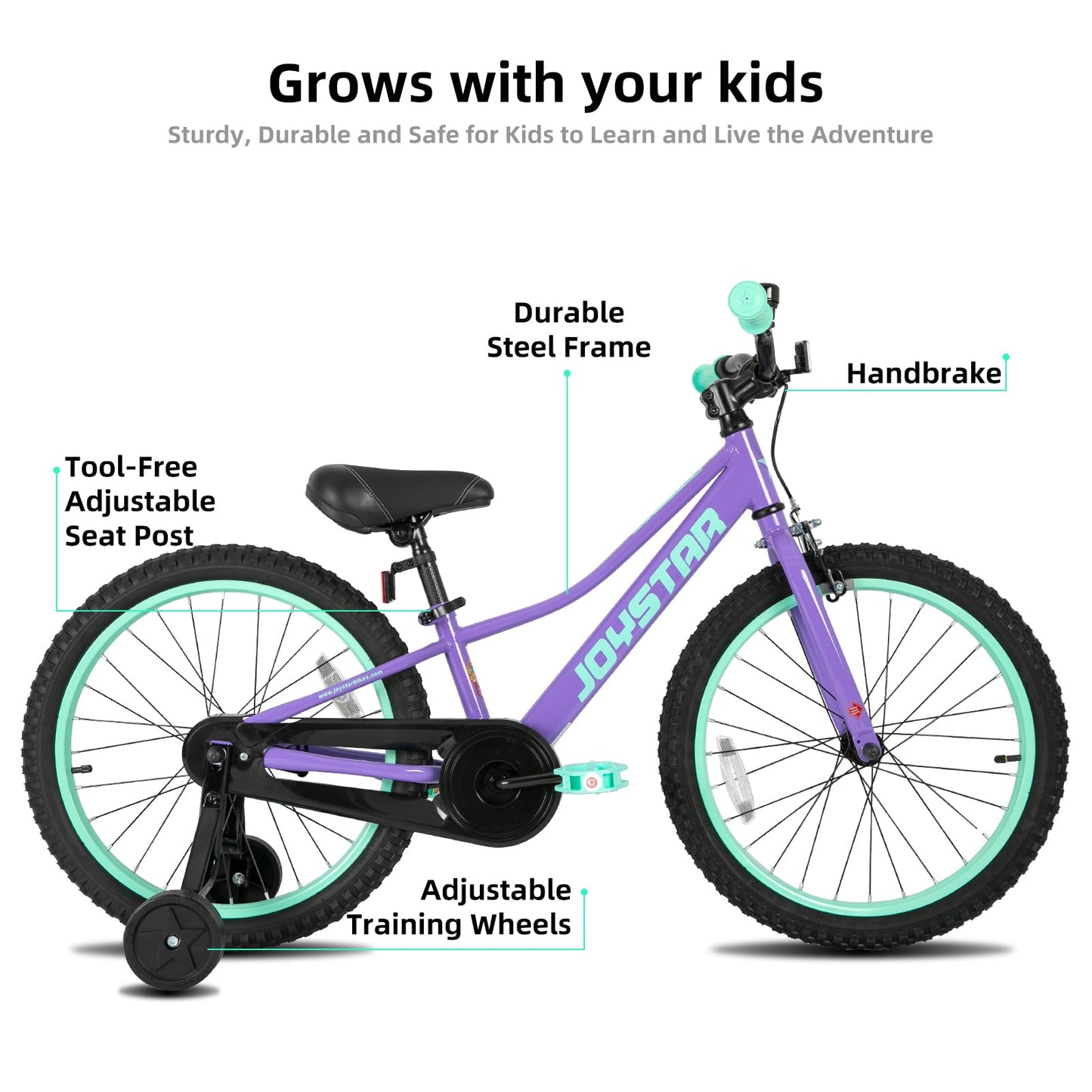 JOYSTAR 20 Inch Girls Bike with Training Wheels for 6-12 Years Old Children 20" Girls Mountain Bikes for Kids Early Rider Kids' Bicycles Purple