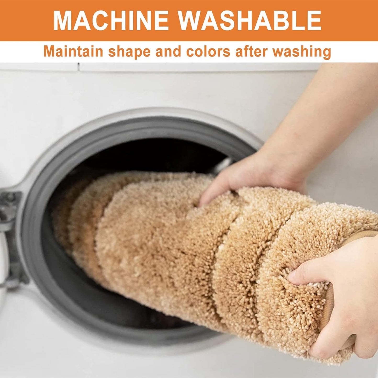 BEQHAUSE Bathroom Rug Non-Slip Bath Mat Soft and Absorbent Shower Mat Polyester Microfiber Machine Washable Bathroom Rugs Beige 24"x36"