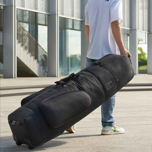 APTY Padded Golf Club Travel Bag with Adjustable Support Rod, Golf Luggage Case Cover with Wheels for Airline - Waterproof Coating Layer, 1680D Wear-Resistant Oxford