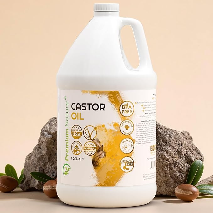 Castor Oil Pure Carrier Oil - Cold Pressed Castor Oil for Essential Oils Mixing Natural Skin Moisturizer Body & Face, Eyelash Caster Oil, Eyelashes Eyebrows Lash & Hair Growth Serum 1 Gallon