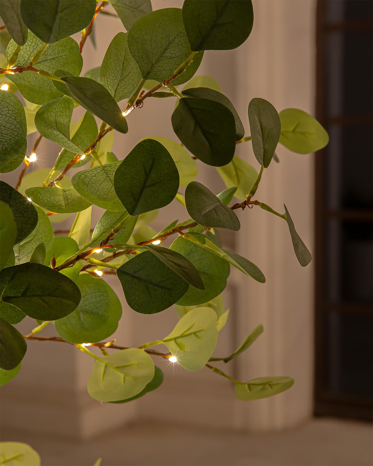 TYBEEU 6ft Lighted Eucalyptus Tree with 300 Warm White LED Lights for Holiday Decor - Dimmable, UL Certified, Waterproof - Ideal for Indoor and Outdoor Decoration