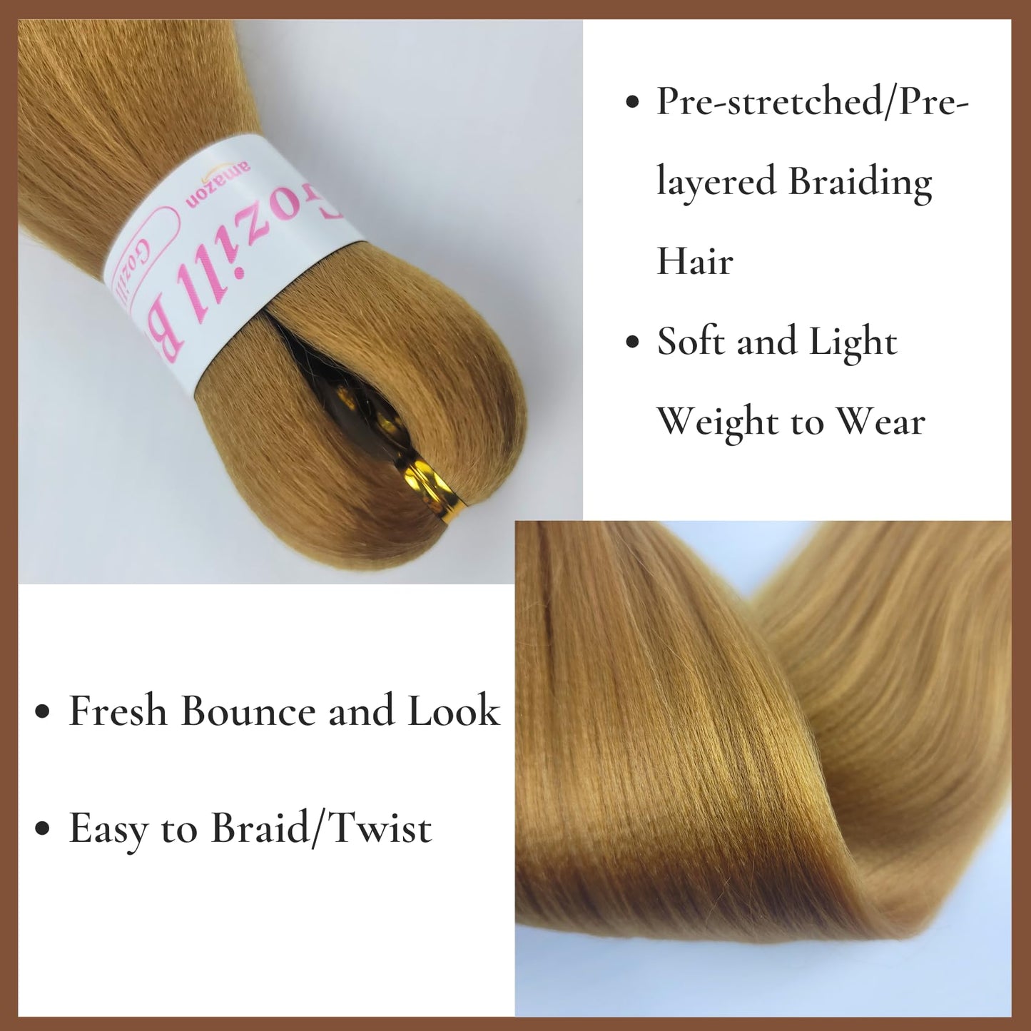 Honey Blonde Braiding Hair Pre Stretched 30Inch for Boho Braids Long Synthetic Knotless 27# Boho Braids Hair for Braiding