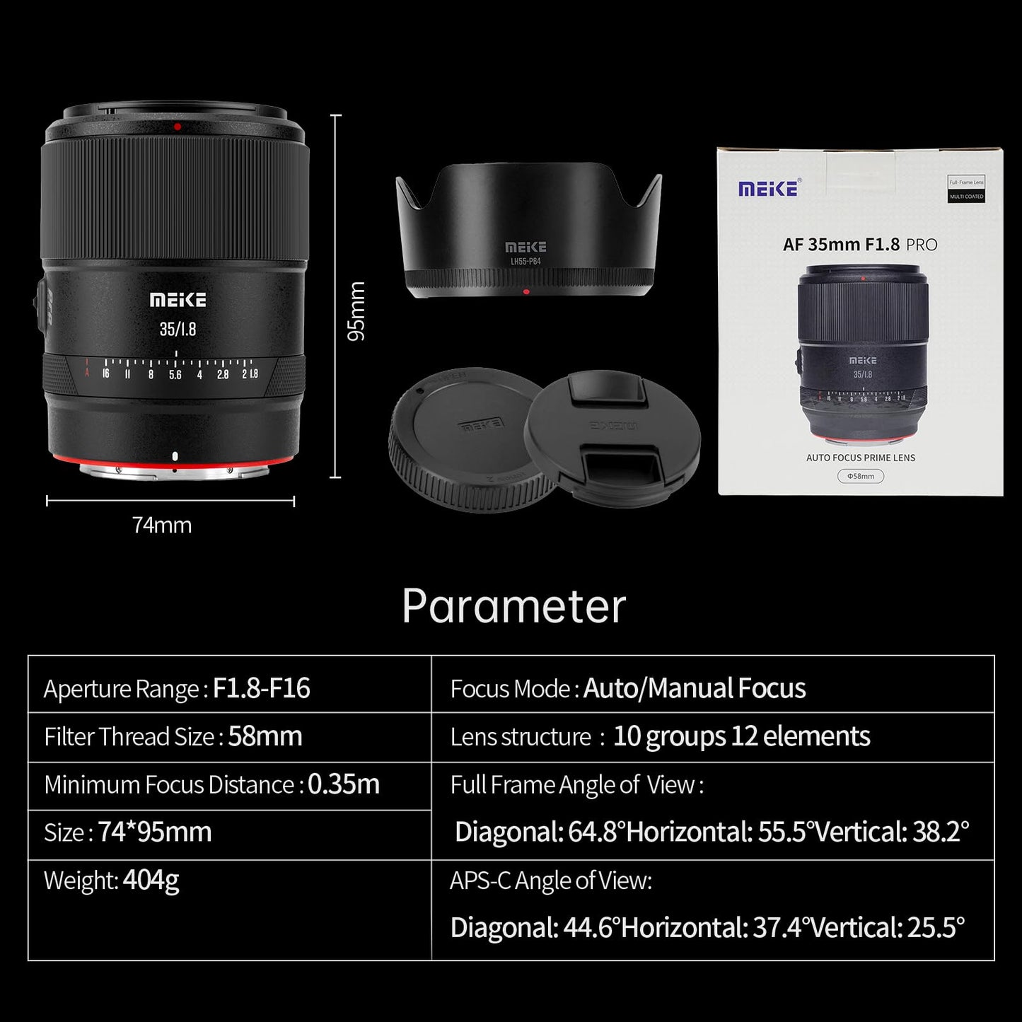 Meike 35mm F1.8 Pro Wide Angle Auto Focus STM Full Frame High Resolution 8K Portrait Prime Lens Compatible with Nikon Z Mount Cameras Z50 Z50II Z5 Z6 Z7 Z6II Z7II Z6III Z9 Z30 Z8 Zf Zfc