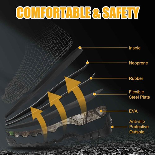 Kalkal Hunting Boots for Men Women, Insulated Waterproof Warm Rubber Boots with 6mm Neoprene Rubber, for Hunting, Gardening, Farming, Fishing, and Yard Work