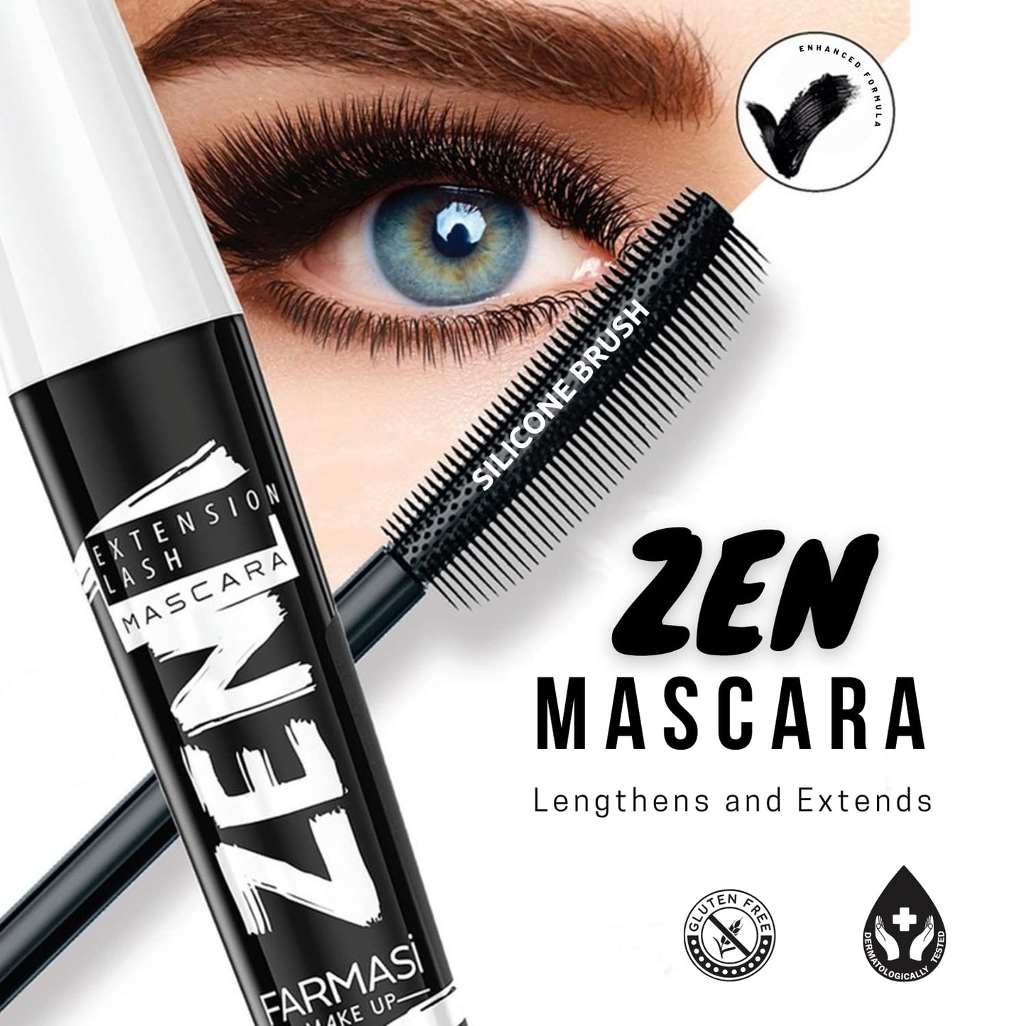 FARMASi Zen Extension Lash Mascara, Intense Length, No Flaking, No Smudging, No Clumping, Volumizes & Separates Lashes, Fuller L