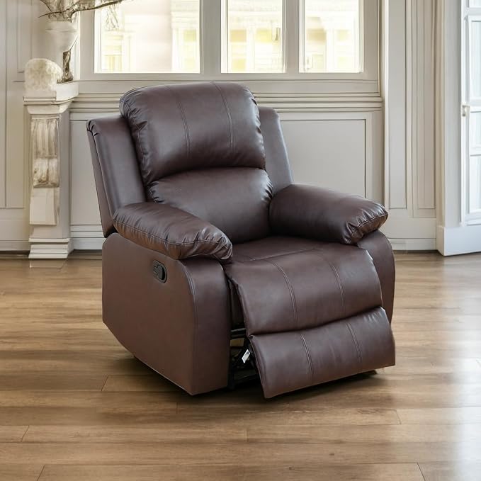A Ainehome Living Room Furniture Set Leather Recliner Sofa Set Loveseat Chair Furniture Sofa Set for Living Room/Small Space/Rv/House/Office/Theater Seating (A-Brown Leather, Chair)
