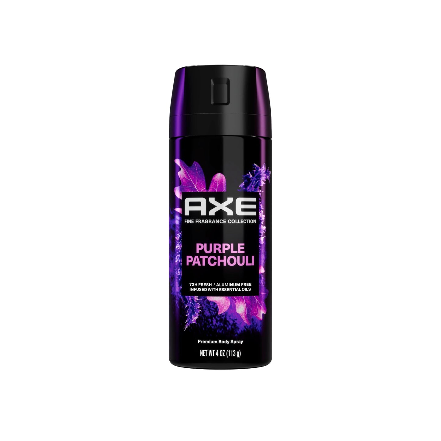 AXE Fine Fragrance Collection Premium Body Spray with 72H Odor Protection Purple Patchouli with Citrus + Oak Essential Oils Aluminum-Free 4 oz