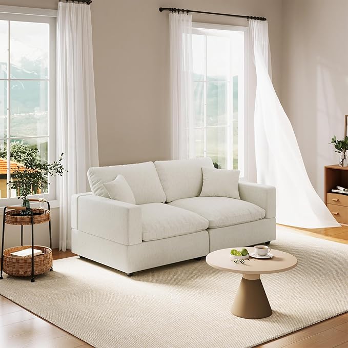 Cloud Couch Modular Sectional Sofa, 67" 2-Seater Sectional Couches for Living Room, Down Filled Wide & Deep Seat Cloud Sofa, Removable Washable Cushion Cover & Backrest Pillow Cover