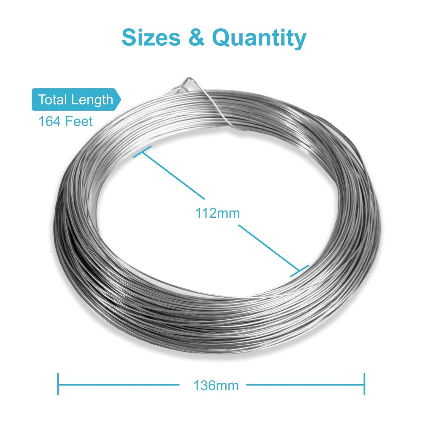 20 Gauge Craft Wire, 164 Feet Galvanized Metal Wire for Picture Hanging, Bonsai Training, Jewelry Making and DIY Repair Project