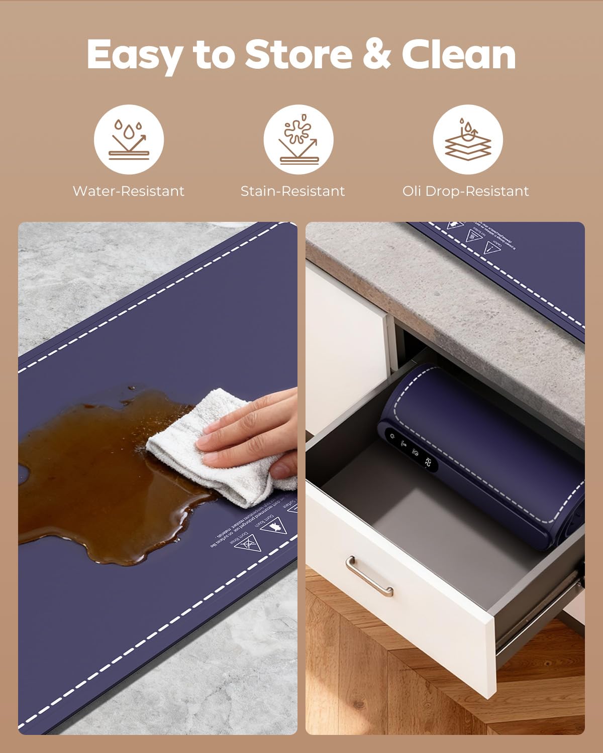 Extra Large Food Warming Mat for Buffet,5s Full Surface Heating,Electric Warming Tray with 3m Power Cord,Roll Up Warming mat for Food,6 Level Adjustable TEM&6H Timer,Auto-Off (Blue, 35.8"×15.8"×0.9")