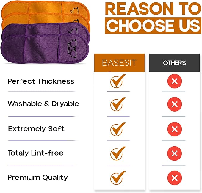 Eyeglass Cleaner Cloth 4 Pack, Eye Glasses Cleaner Wipes, Lens Cleaner, Anti-Scratch, Screen Cleaning Cloth, Eyeglass Cleaning Cloth, Lens Cloth, Eye Glasses Cleaner Cloth (Orange/Purple)