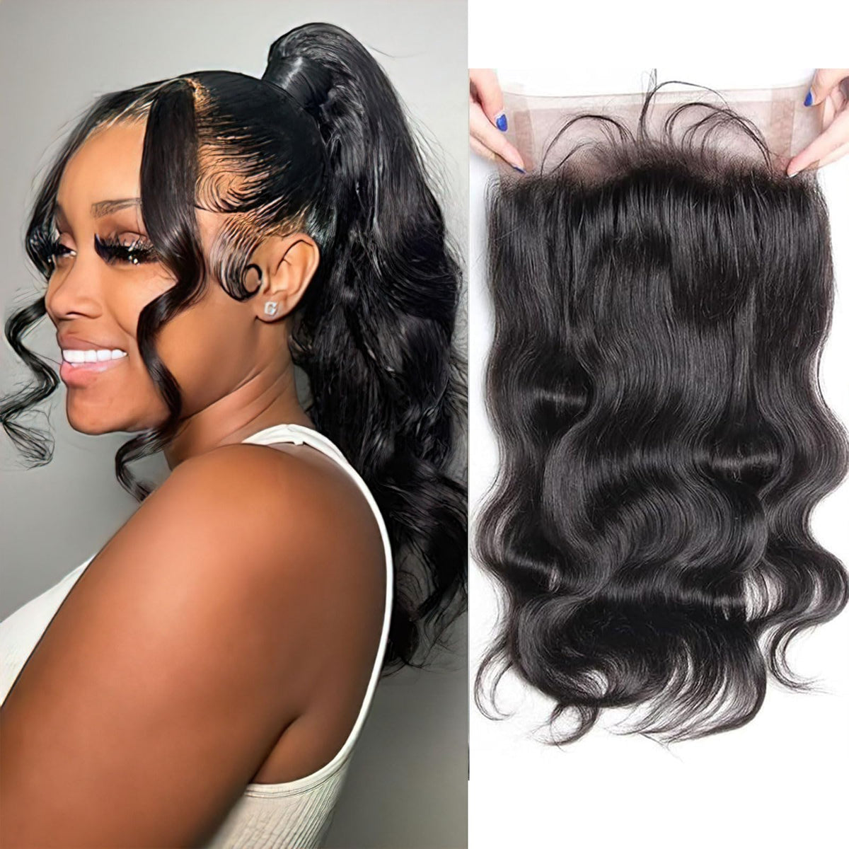 360 Lace Frontal Closure 14 Inch Body Wave Ear To Ear Frontal HD Lace 100% Remy Human Hair 360 HD Transparent Lace 150% Density