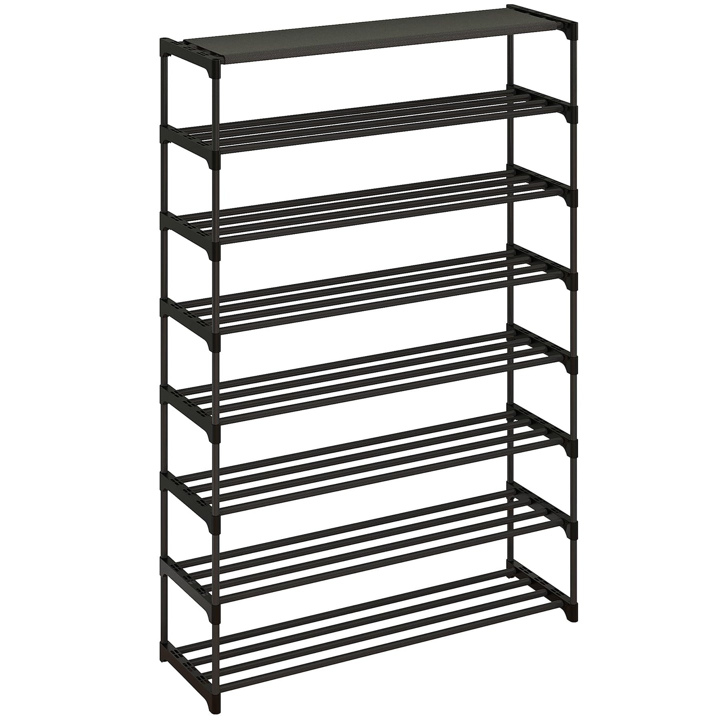 Calmootey 8-Tier Shoe Rack, Tall Large Capacity 40 Pairs Shoes Storage Organizer, Stackable Wide Shoe Shelf for Entryway, Hallway, Black