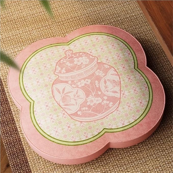 Modern Pouf Ottoman Foot Stool, Cozy Seating, Small Floor Stool, Low Stool for Couch, Round Floor Cushion for Living Room, Bedroom, Meditation(Pink)