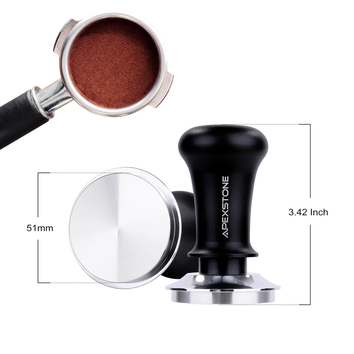 Apexstone Coffee Tamper Spring Loaded 51mm, Calibrated Espresso Tamper 51mm, Espresso Tamper Spring Loaded