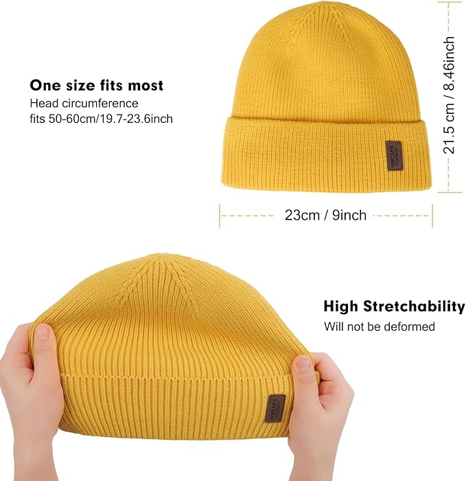 Wmcaps Winter Beanie for Men Women, Fleece Lined Beanie Soft Warm Knit Hat Ski Stocking Cuffed Cap