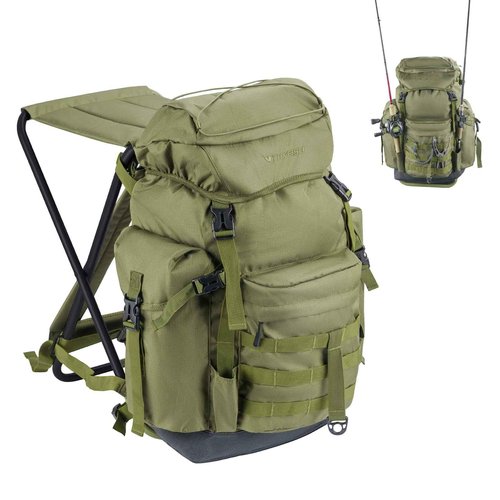 THKFISH Fishing Backpack with Foldable Chair, 35L Tackle Box Backpack with Rod Holders Fishing Storage Bag Portable Stool for Outdoor Fishings, Camping, and Hunting