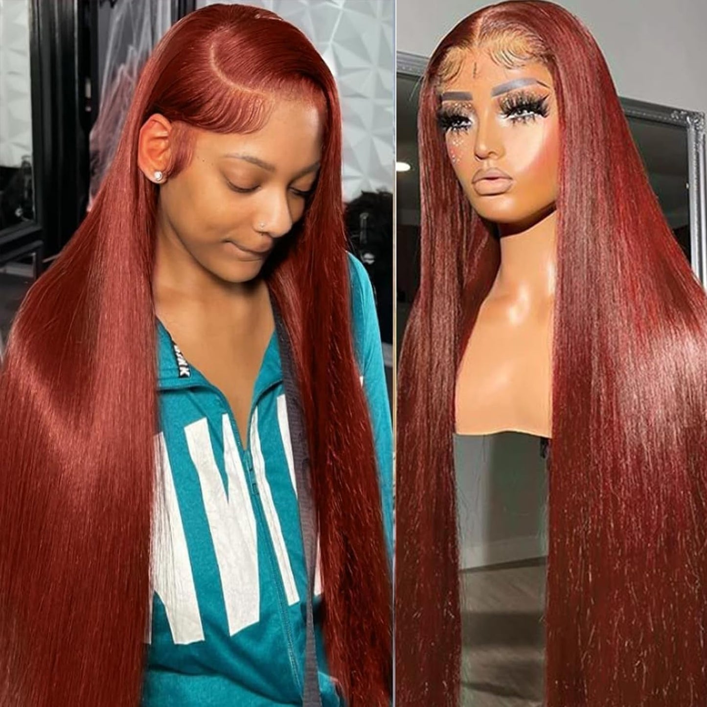 30 Inch 13x6 Reddish Brown Lace Front Wigs Human Hair Pre Plucked Straight Wigs Human Hair 13x6 Hd Lace Frontal Wigs 180% Densit