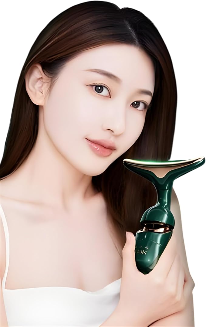 3 in 1 Face Massager - Multi Functional Vibration Massage Tool for Face, Neck & Eyes - Helps Relax Muscles - Support Skin Firmness & Daily Facial Care - Portable Beauty Device | Blackish Green