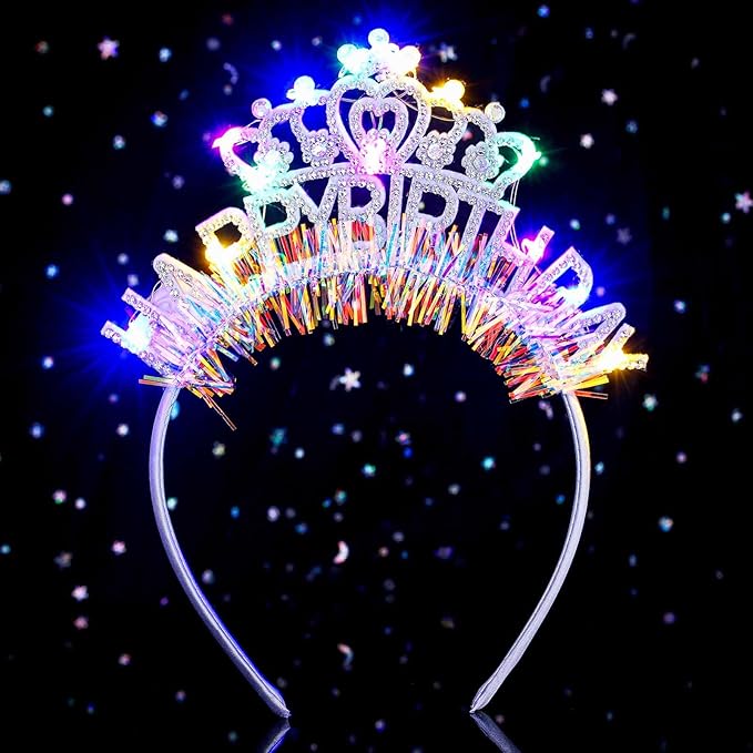 Acenail Light up Birthday Headband Glow Happy Birthday Girl Crown LED Flashing Birthdays Hair Accessories for Women