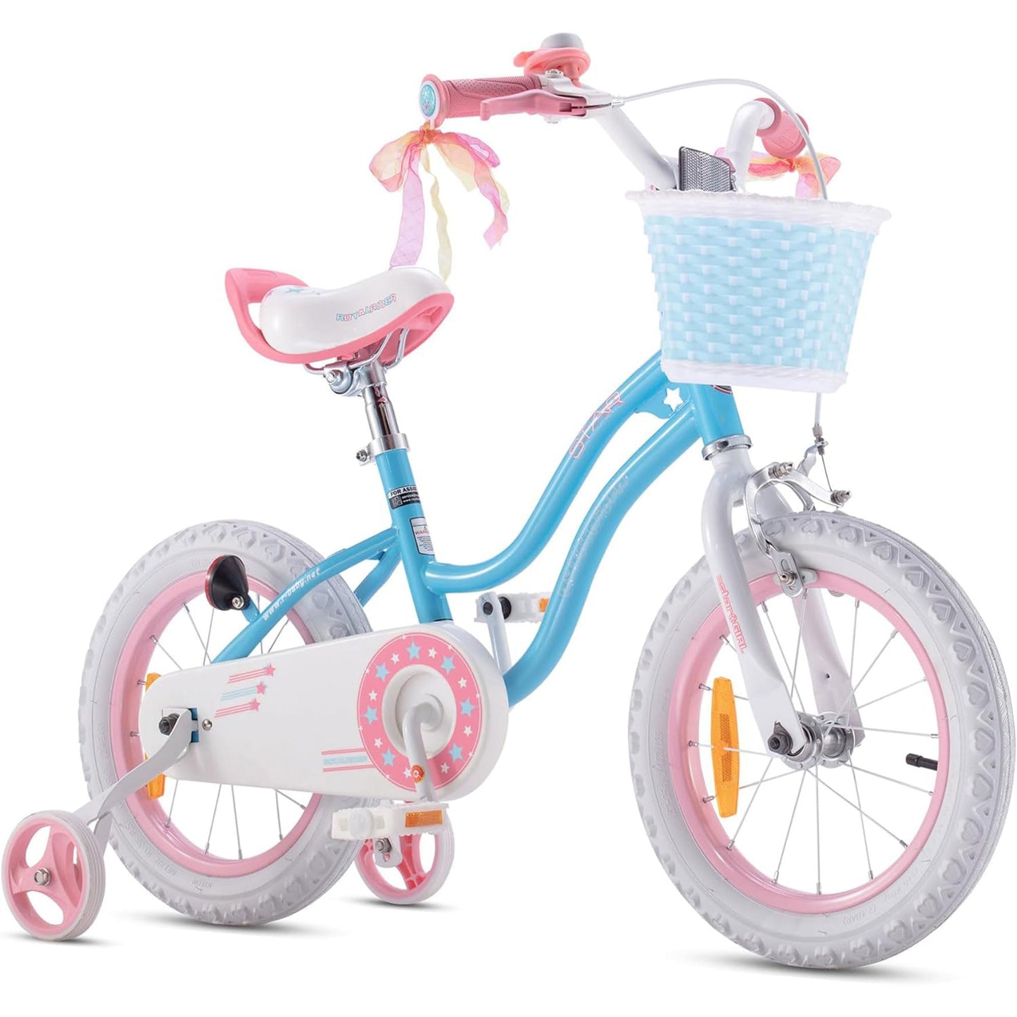 Royalbaby Stargirl Girls Bike with Training Wheels and Basket, Best Gifts for Girls. (Blue, 12 Inch)