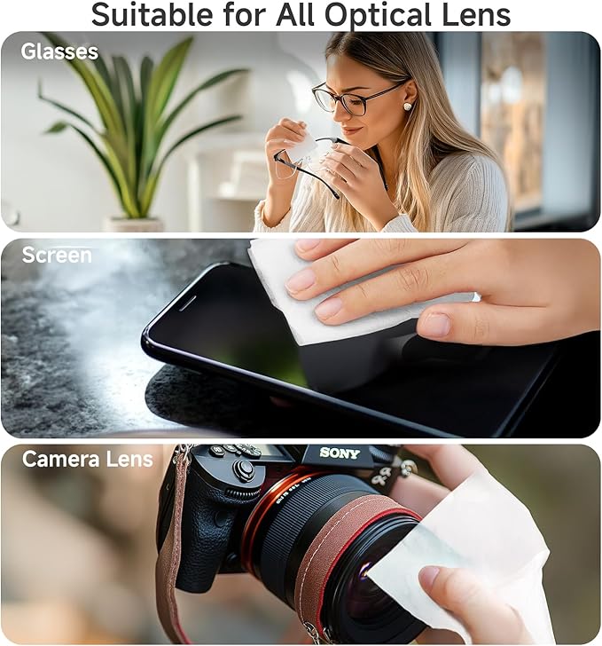 Lens Cleaning Wipes for Eyeglasses Lulumonster, [Pre-Moistened Individually Wrapped Wipes] [Non-Scratching & Non-Streaking] Cleaner Wipes for Glasses, Sunglass, Phone Screen Camera Lens, Goggles (150)