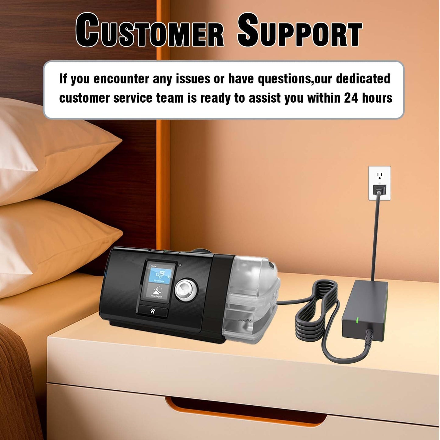 24V Charger Fits for ResMed AirSense 10 Compatible with Resmed Airsense 10 S10 AirCurve 10 Series CPAP and BiPAP Machine Replaces 370001 37344 37028