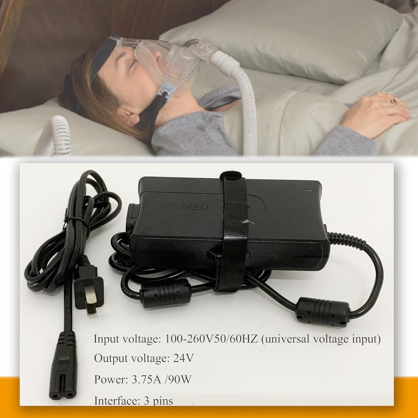 AC DC Adapter 24V 3.75A 90W Compatible with ResMed S9 Series Model 369102 IP21 DA90C24 R360-7213 CPAP Machine IP-21 DA-90C24 R3607213 Supply