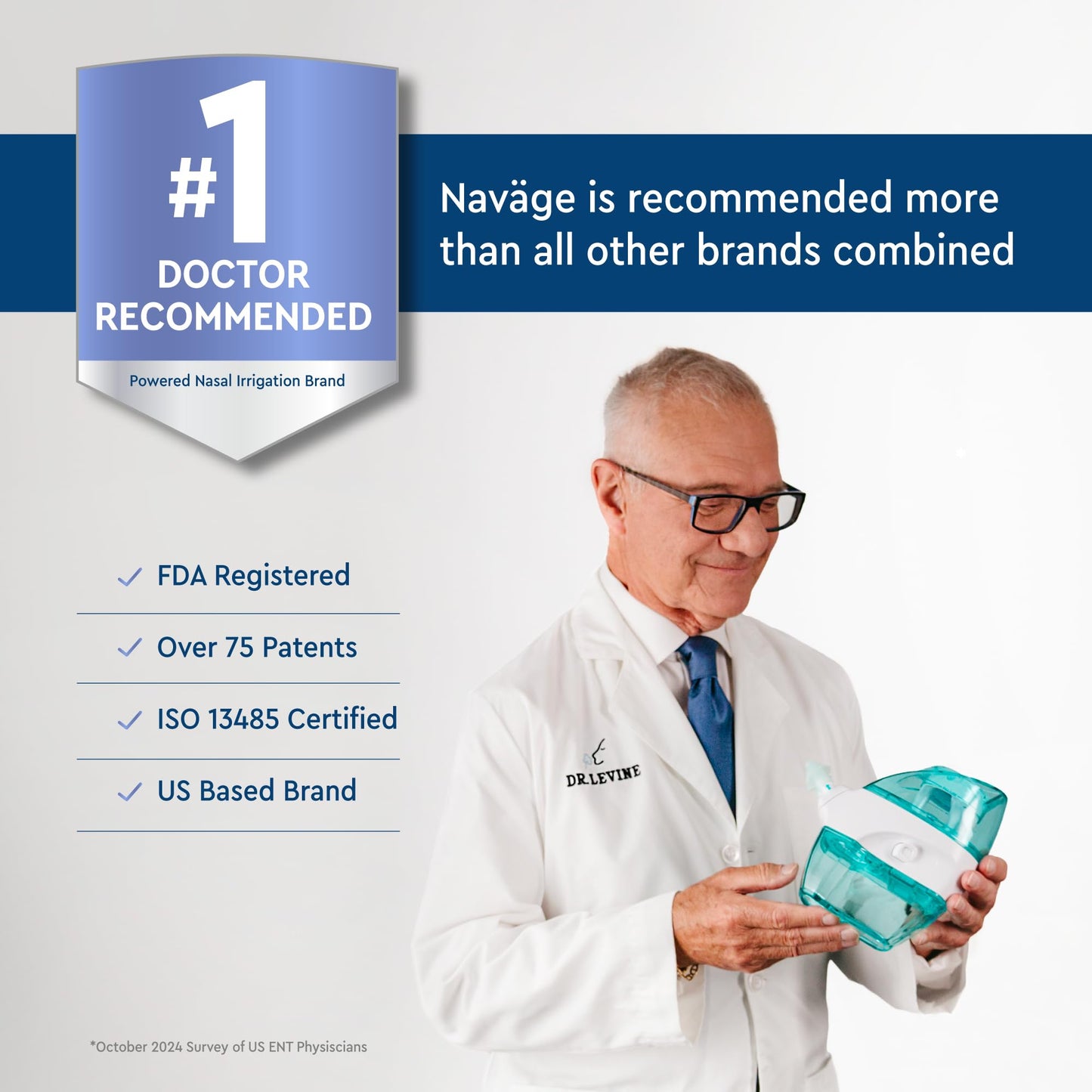 Navage Starter Bundle - Nasal Irrigation System - Saline Nasal Rinse Kit with 1 Navage Nose Cleaner and 30 Salt Pods