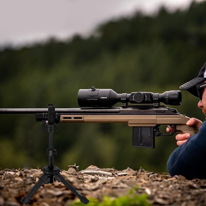 HUNTPAL Gun Rest Rifle Stand Tripod Shooting Stick for Range Table Bench Shooting Practice, Portable Adjustable Compact Aluminum Construction Gun Holder with 360° Swivel V Yoke Head
