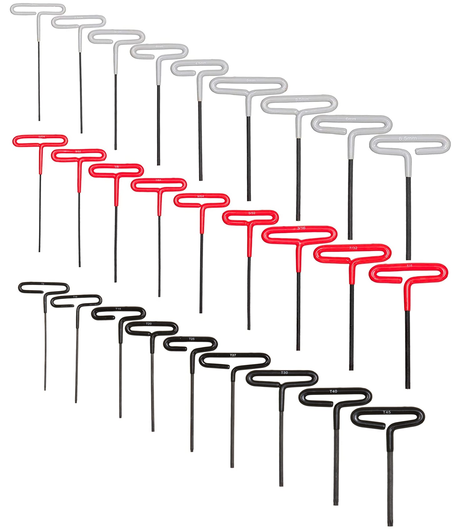 T Handle Allen Wrench & Torx Set (27 Pack - 18 Metric & Standard Sized Allen Wrenches and 9 Torx Wrench Sizes) Industrial Grade T Handle Hex Keys-New
