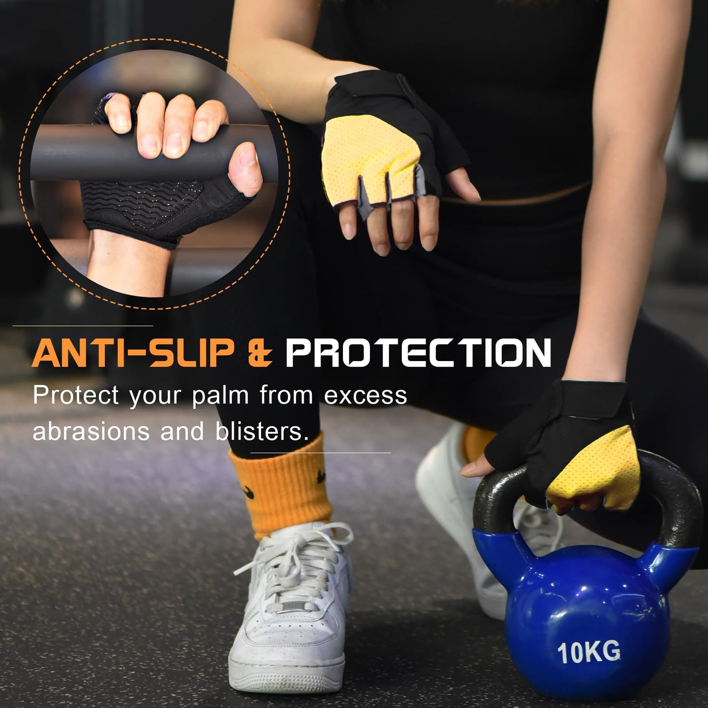 Sunnex Gym Gloves - Fingerless, Breathable Fitness Gloves for Weightlifting, Sports Training