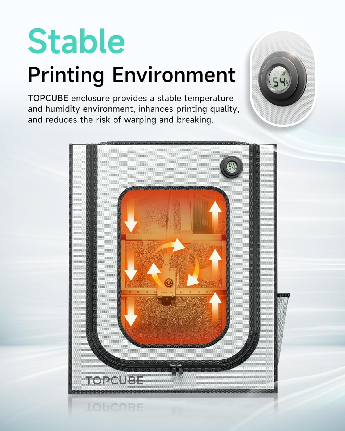 TOPCUBE 3D Printer Enclosure for Bambu Lab A1, Upgraded Large Size Enclosure with LED Light, Fireproof Waterproof Dustproof Noise Reduction Constant Temperature 3D Printer Cover, 540x600x670MM