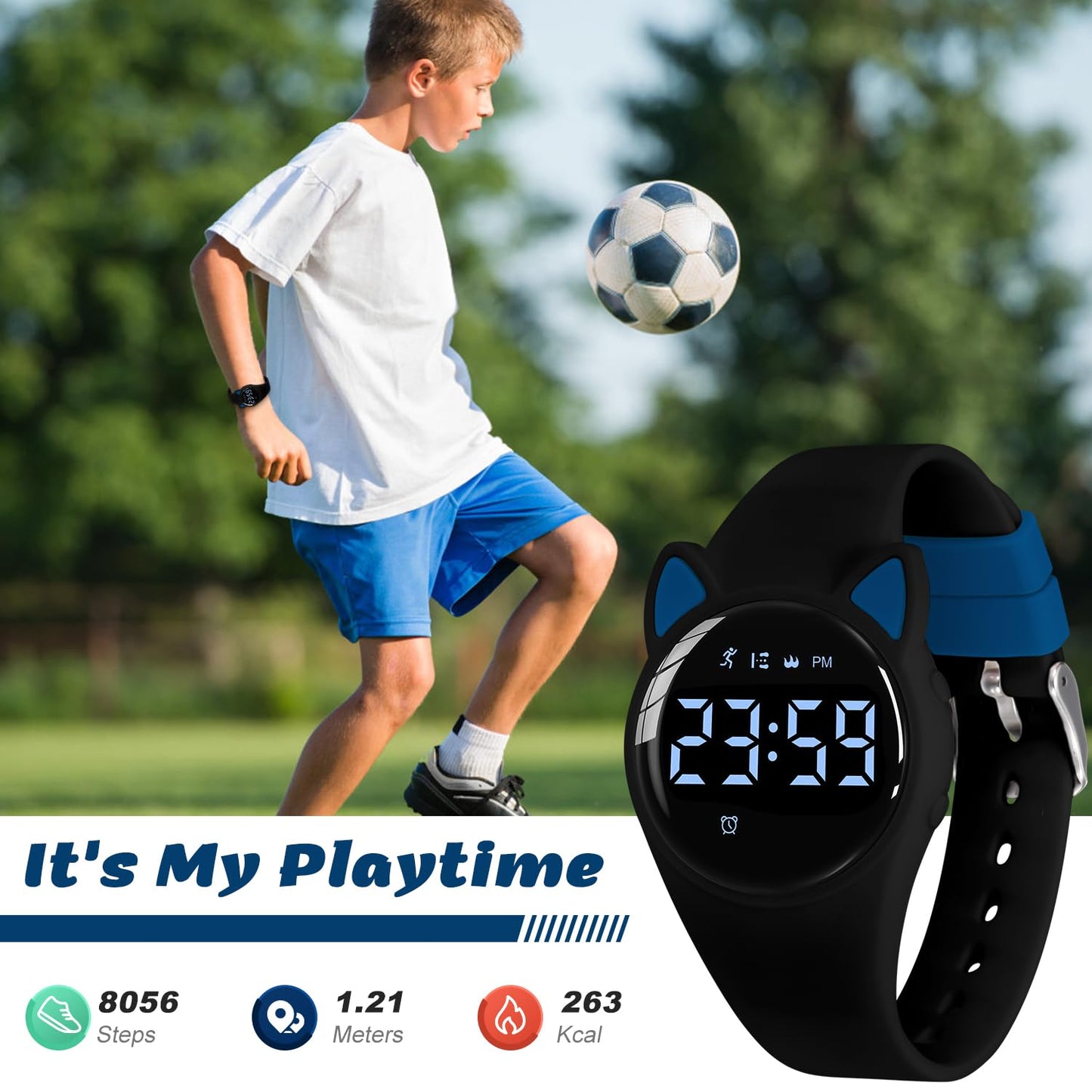 Timever Kids Digital Watches for Girls Boys, Sports Watch with Fitness Tracker, Pedometer, Alarm Clocks, Stopwatch, No App Needed & Waterproof Kids Watch, Gift for Teens Girls Boys Ages 5-14