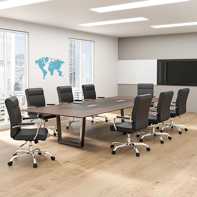 BOWTHY Office Desk Chair,Modern Leather Conference Room Chairs,High Back Ergonomic Home ofiice Chair,Adjustable Height Swivel Executive Computer Chair with Padded Seat and Armrest